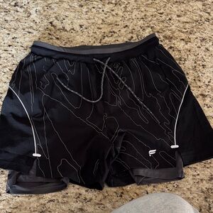 Fabletics Charcoal Shorts with Light Stripes
